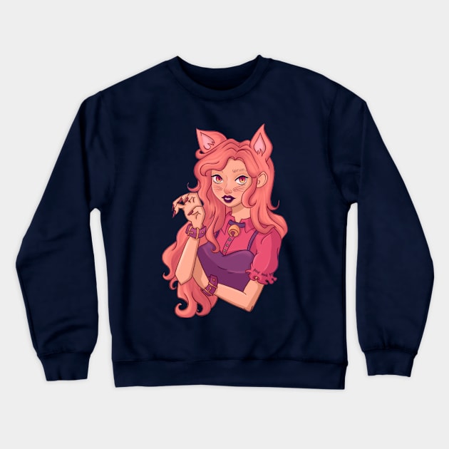 Cat Girl Crewneck Sweatshirt by Duendeartist 